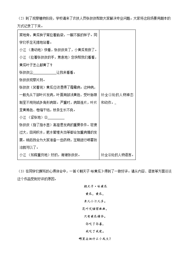2024年江苏省扬州市江都区中考一模语文试题（原卷版+解析版）03