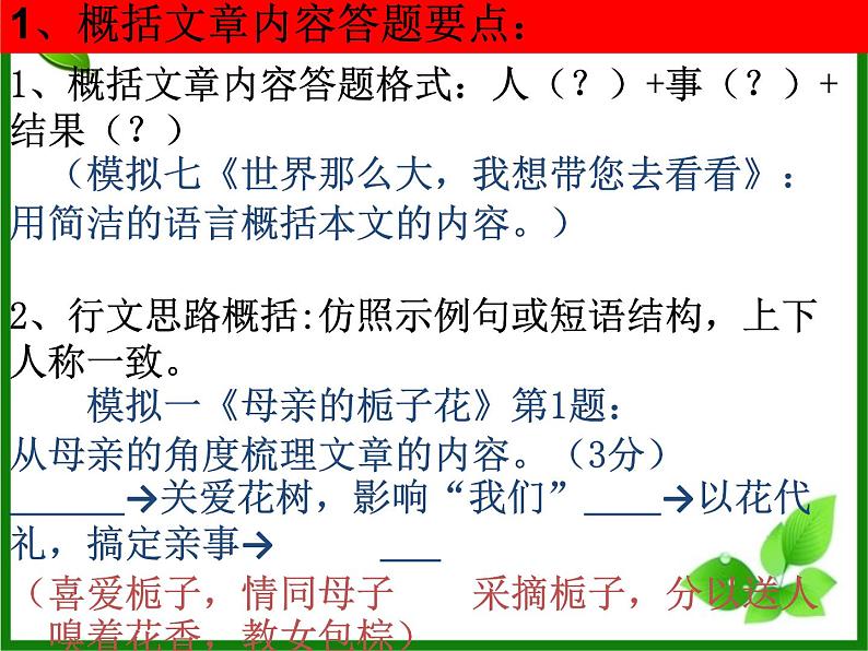 中考语文二轮专题复习：《记叙文阅读复习》课件第8页