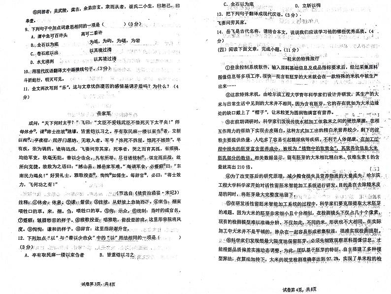 山东省德州市齐河三中教育集团2023-2024学年八年级下学期期中质量检测+语文试题第2页