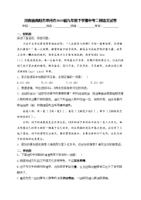河南省南阳市邓州市2023届九年级下学期中考二模语文试卷(含答案)