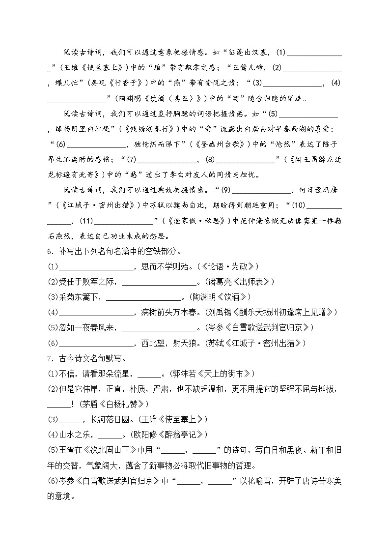 2024届中考语文名句名篇默写专项培优卷（4）(含答案)第3页