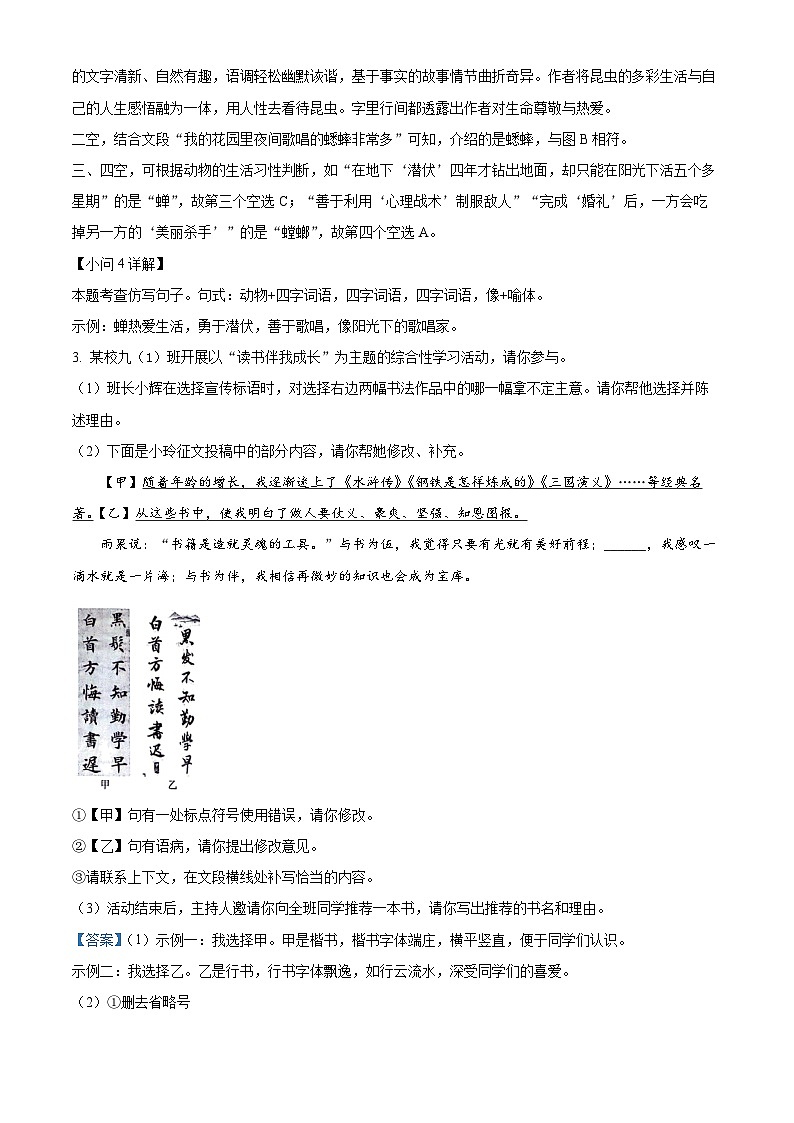 2024年安徽省淮北市淮北五校联考中考二模语文试题（原卷版+解析版）03