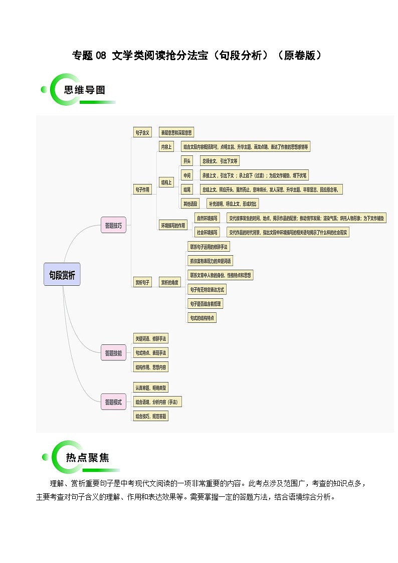 专题08 句段分析抢分法宝（三种答题模式） （原卷版）第1页