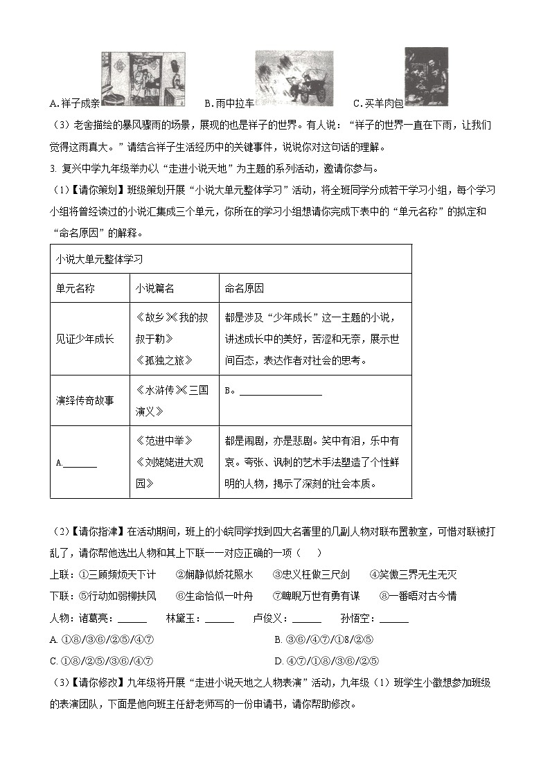 2024年安徽省阜阳市中考二模语文试题（原卷版+解析版）02