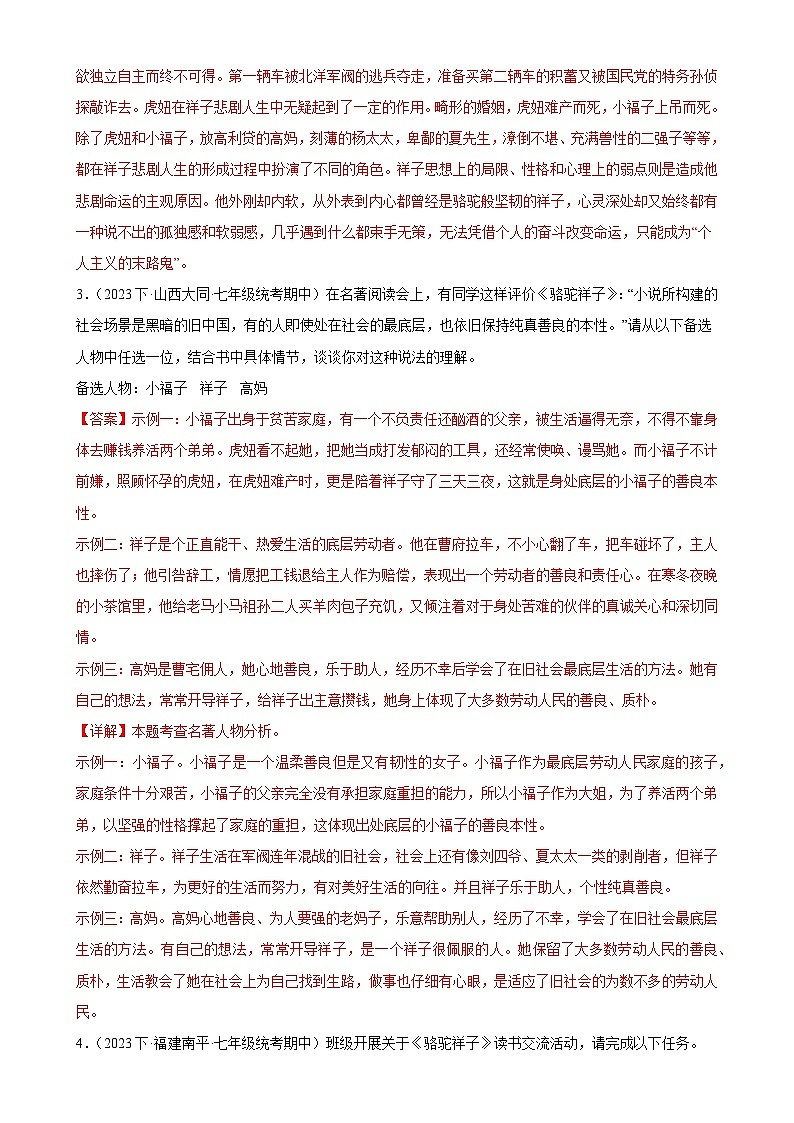 专题06：名著导读（考题猜想）试卷-2023-2024学年七年级语文下学期期中考点大串讲（统编版）（原卷版+解析版）03