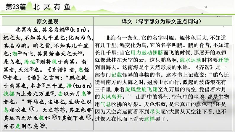 中考语文备考文言文梳理与迁移训练 -《北冥有鱼》课件第3页