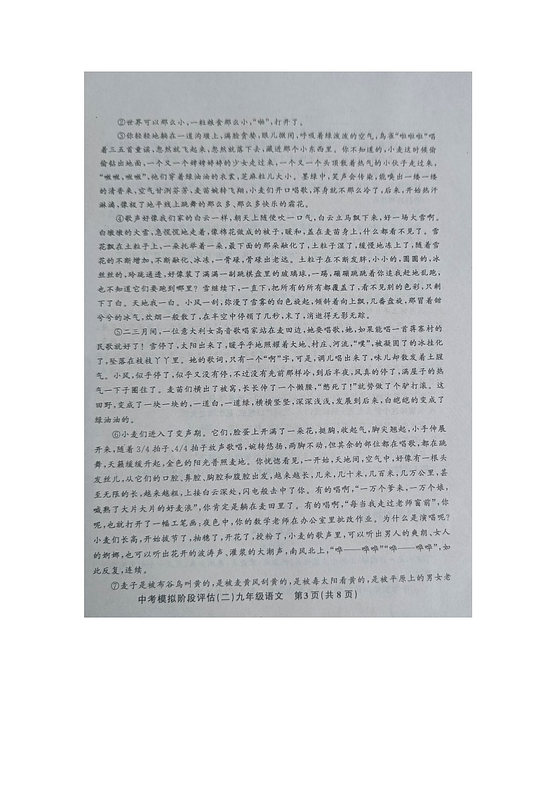 贵州省黔东南州剑河县第四中学2024年九年级中考模拟阶段评估（二）语文试卷及答案【图片版】03