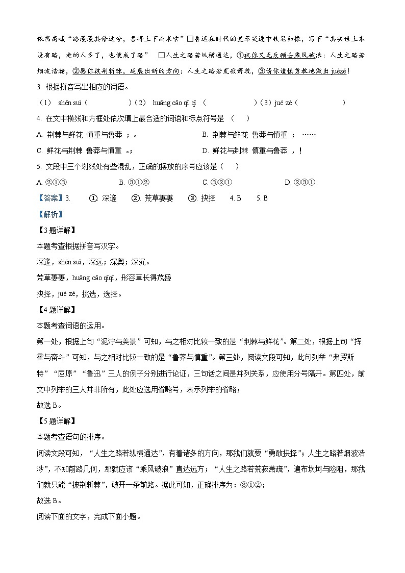 2024年广东省梅州市部分学校中考一模语文试题（原卷版+解析版）03