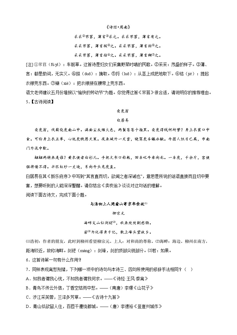 专题08 诗歌鉴赏-2023-2024学年八年级语文下册备考期末总复习第2页