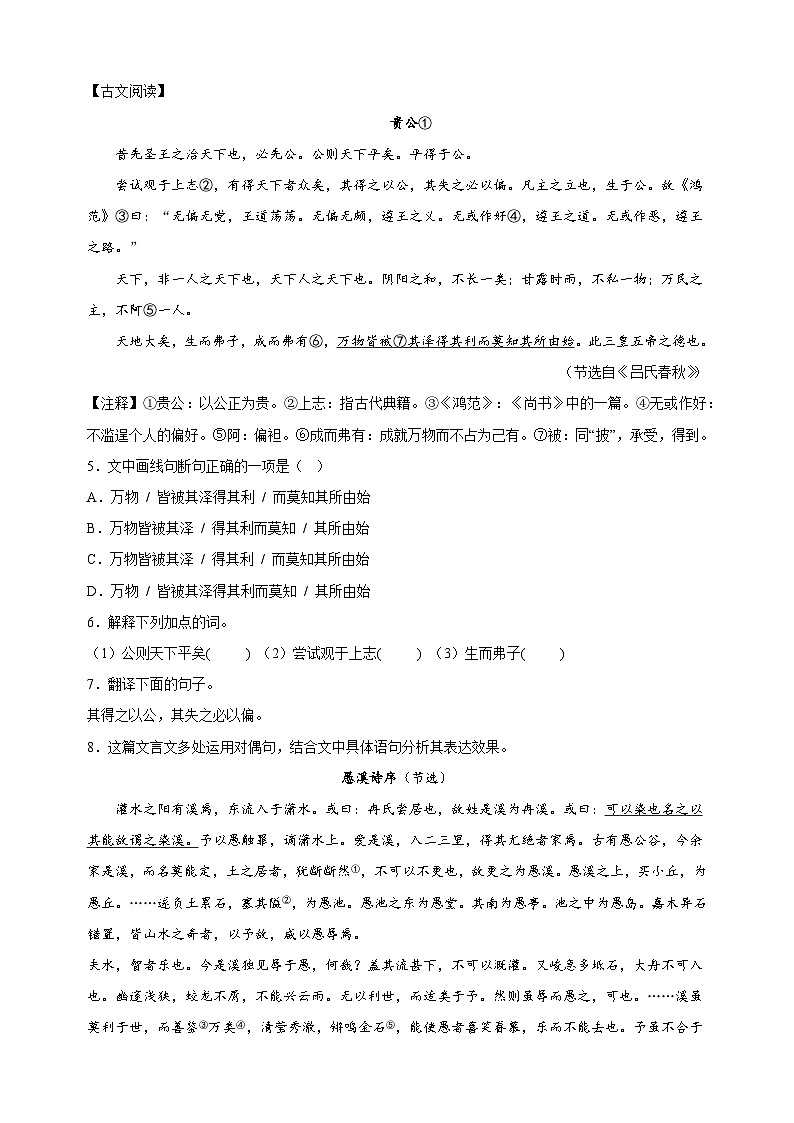 专题09 文言文阅读-2023-2024学年八年级语文下册备考期末总复习第2页