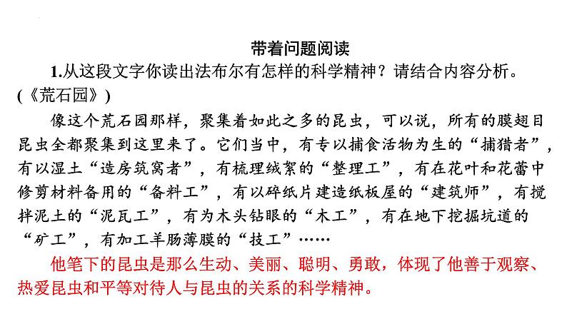 2024年九年级语文中考名著阅读突破第6部  《昆虫记》（课件）第4页