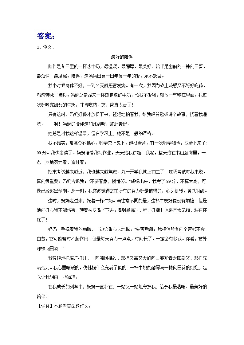 2024中考语文作文专题复习（学案）：作文主题训练陪伴第3页