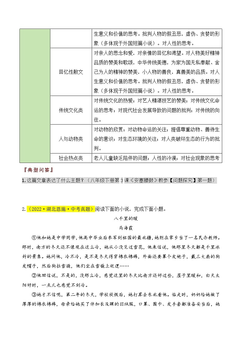 题型11  概括、探究主旨（主题）类题型（答题模板）-2024年中考语文答题技巧分类训练（原卷版）第2页