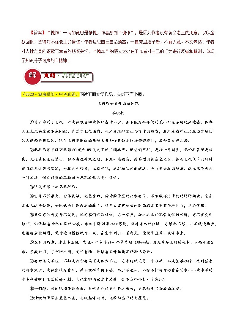 题型12  表达情感类题型（答题模板）-2024年中考语文答题技巧分类训练（解析版）第3页