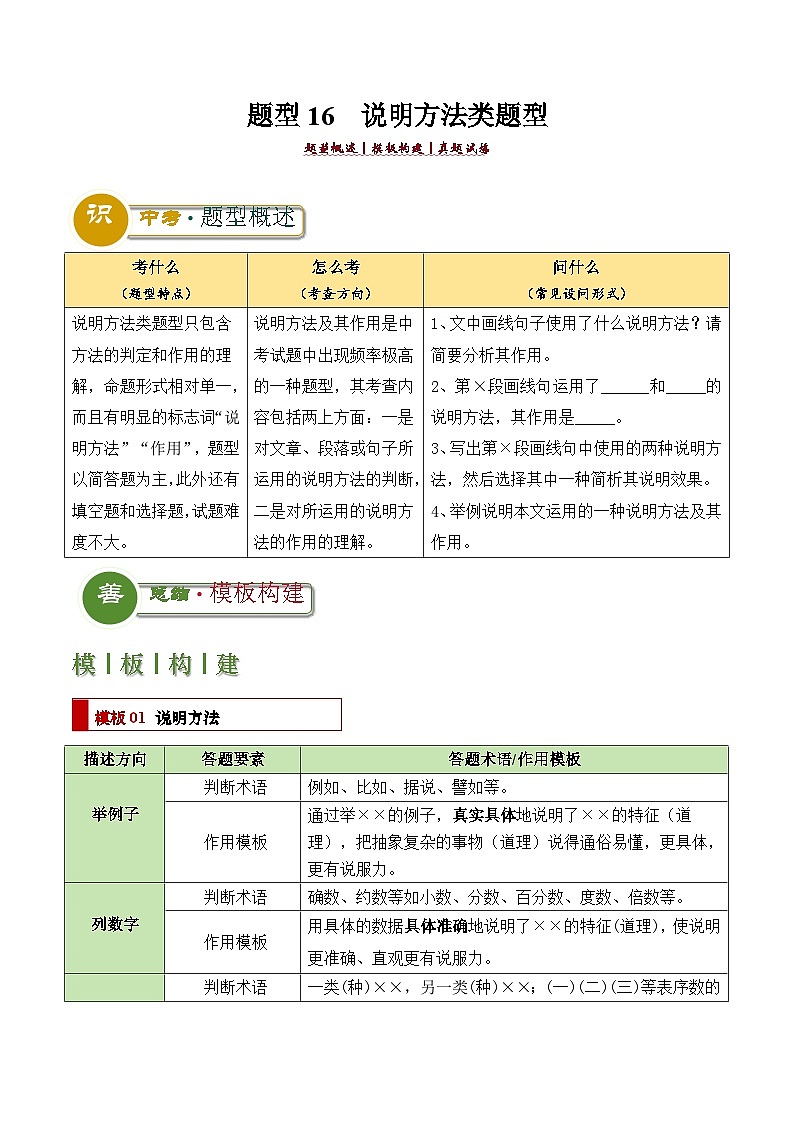 题型16  说明方法类题型（答题模板）-2024年中考语文答题技巧分类训练（解析版）第1页