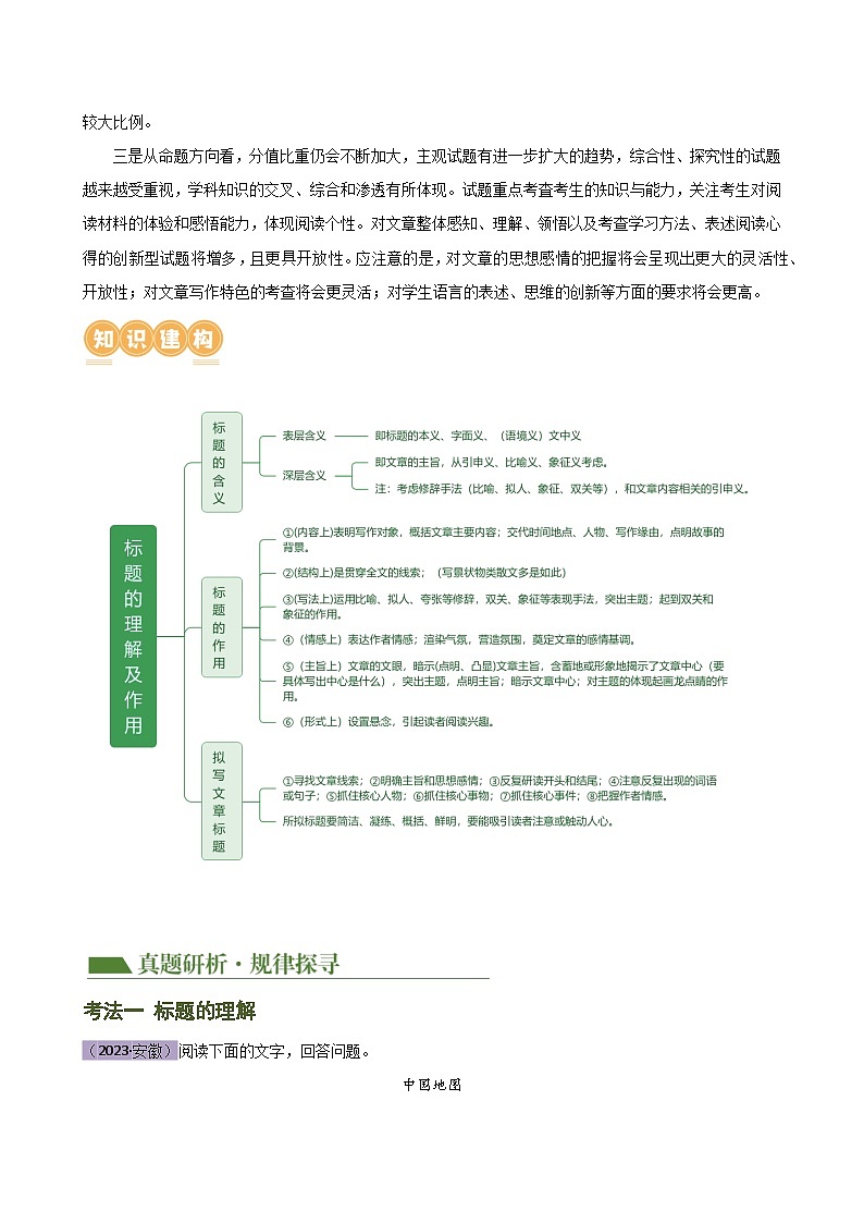 专题18 标题的作用与含义（讲练）-2024年中考语文二轮复习讲练测（全国通用）（原卷版）第3页