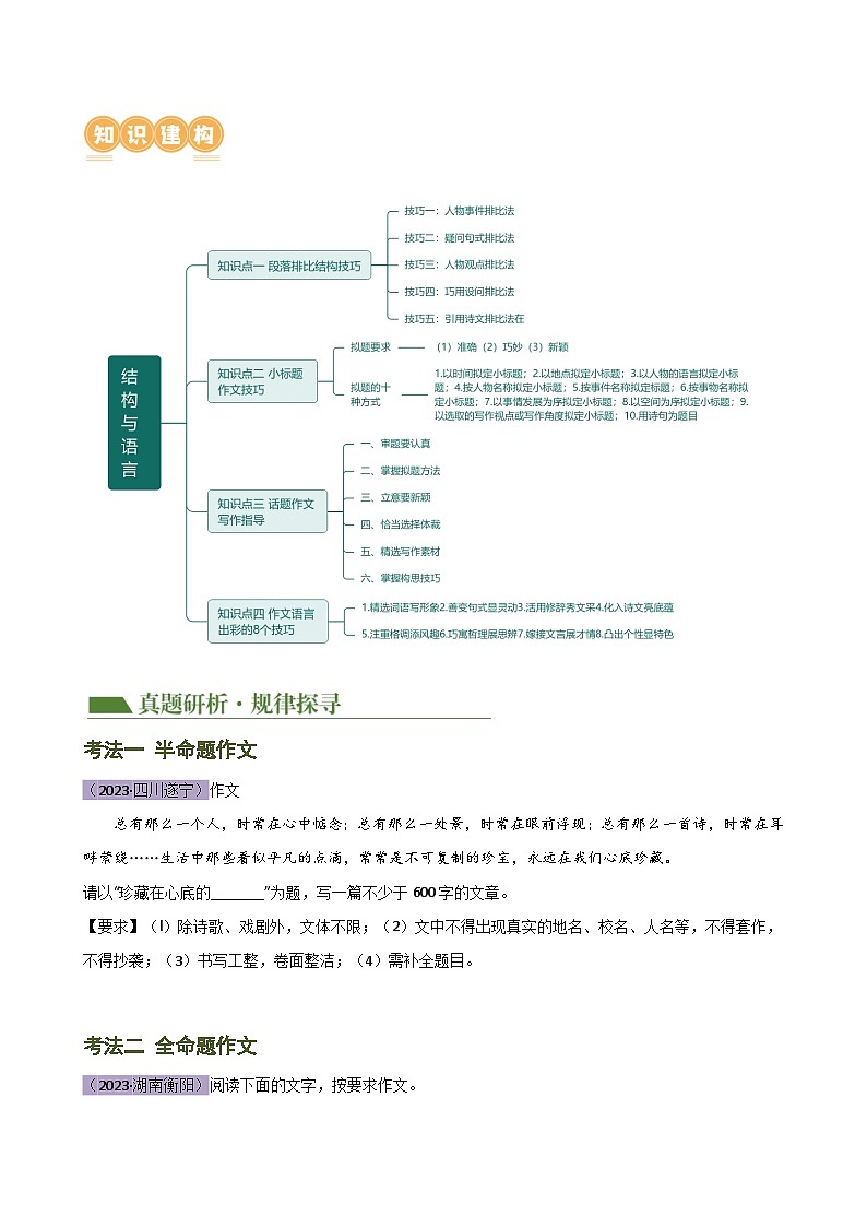 专题35 记叙文写作高分技巧（结构与语言）（讲练）-2024年中考语文二轮复习讲练测（全国通用）（原卷版）第3页