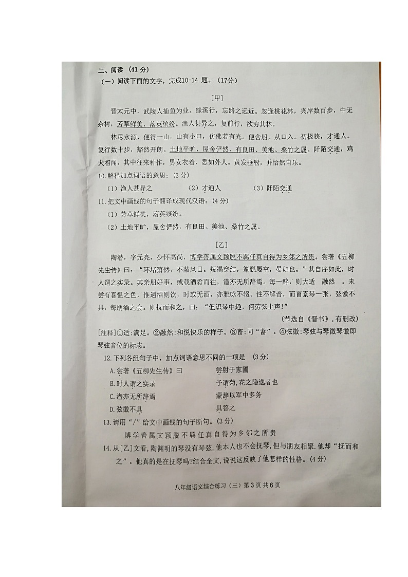 51，广东省茂名市信宜市2023-2024学年八年级下学期4月期中语文试题03