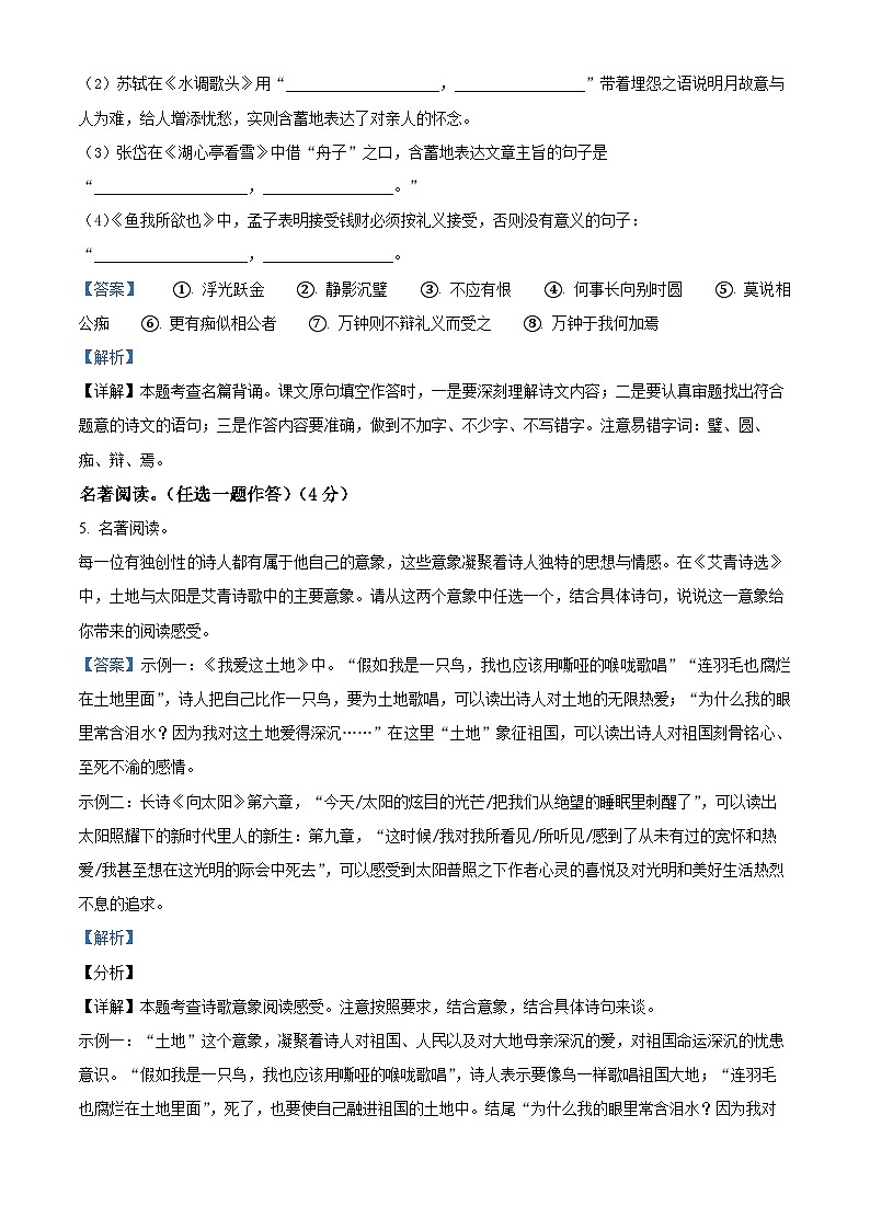 33，河南省郑州市2023-2024学年九年级上学期第二次月考语文试题03