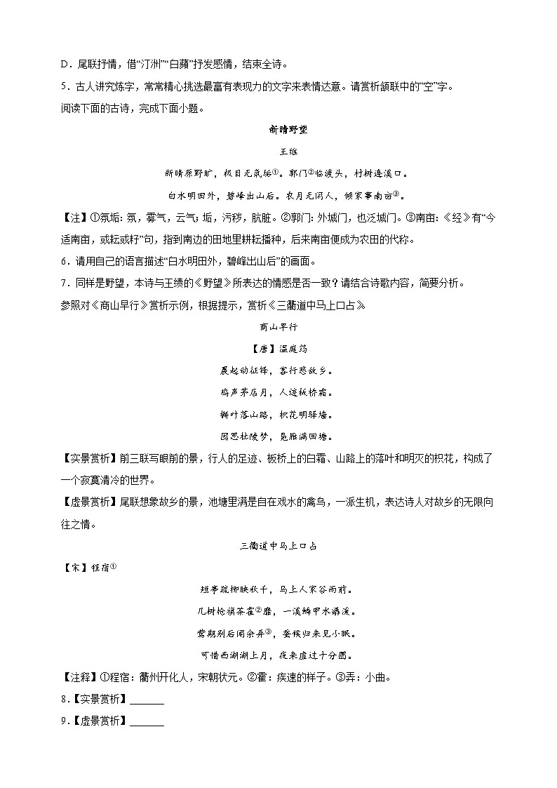 专题08：诗歌鉴赏-2023-2024学年八年级语文下册备考期末总复习（江苏）第3页
