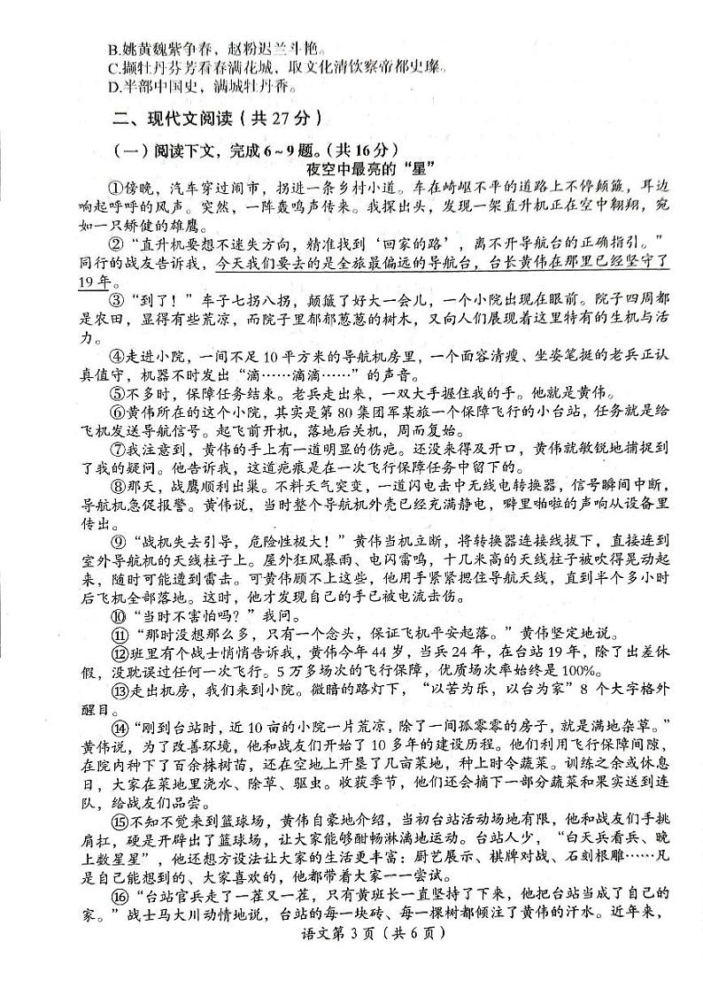 2024年河南省洛阳市中考一模语文试题第3页