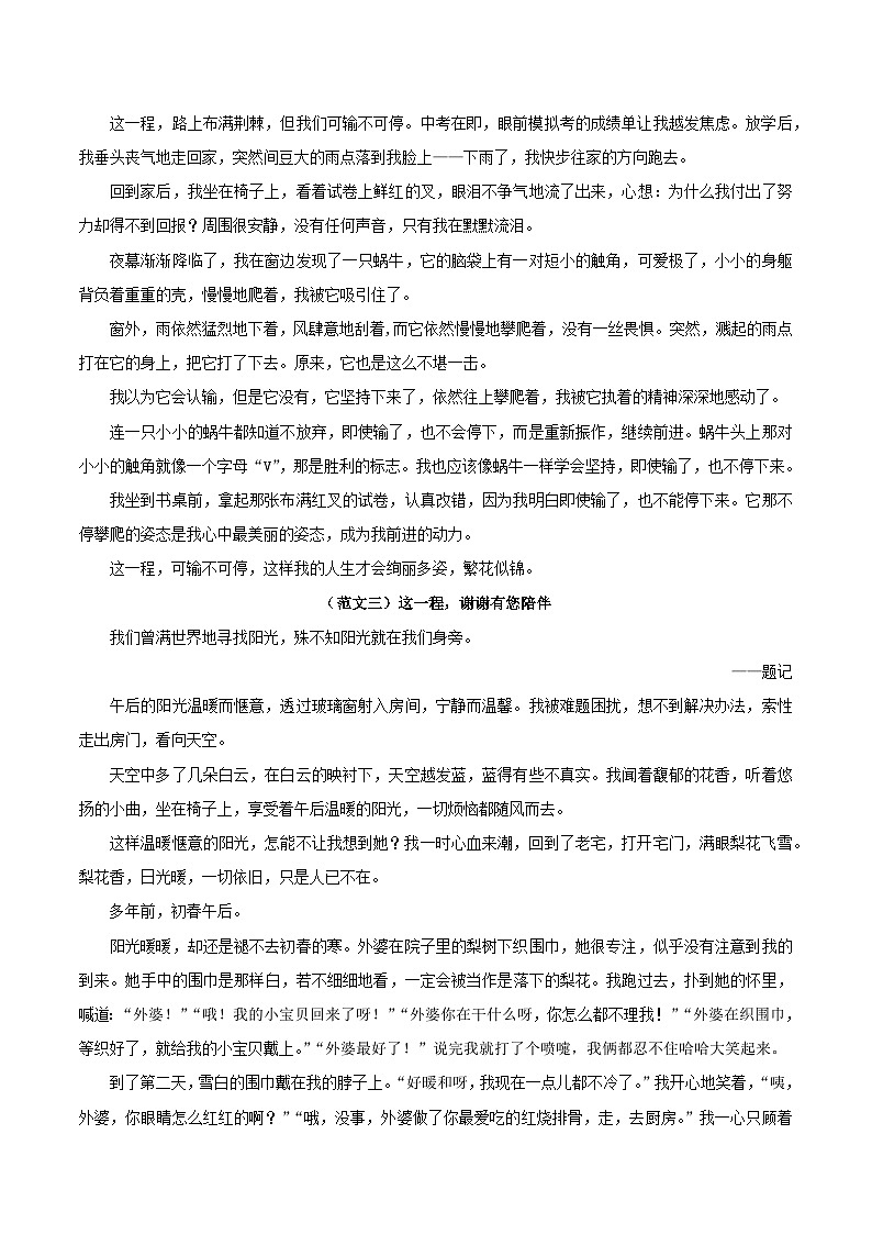 押题09  这一程，___________-备战中考语文考场作文押题预测+范文引领03