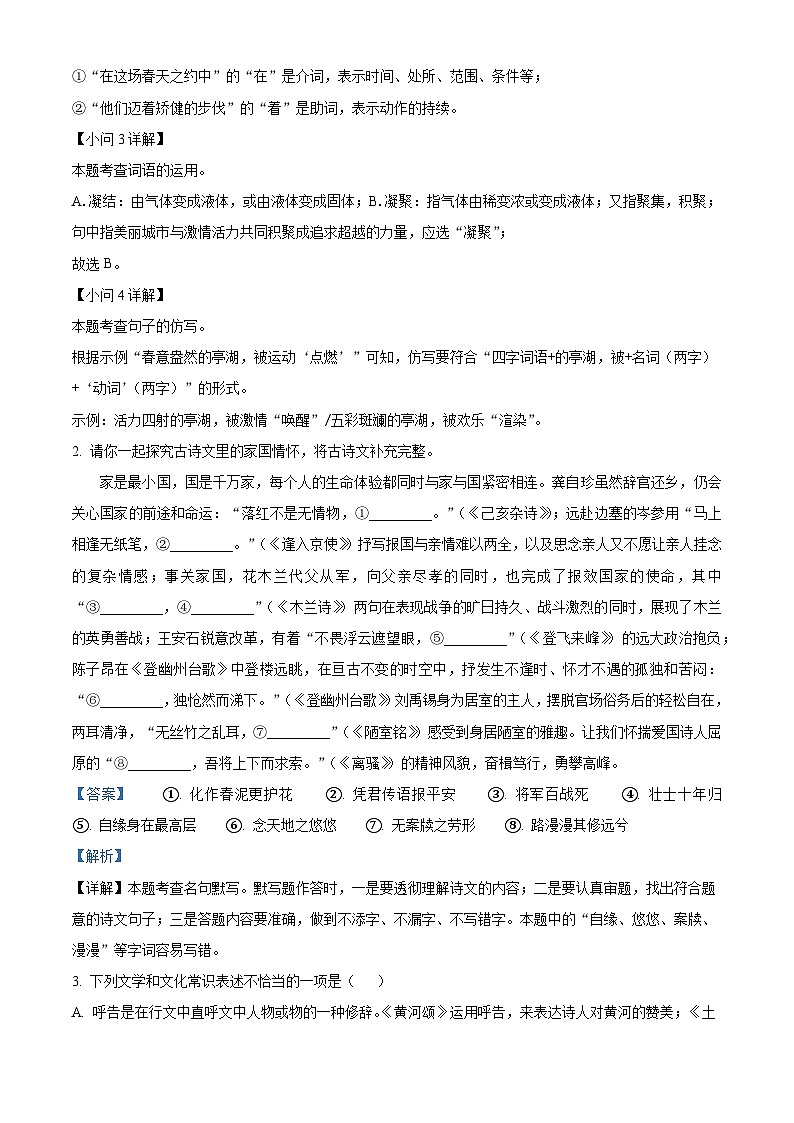 江苏省盐城市亭湖区盐城景山中学2023-2024学年七年级下学期期中语文试题（原卷版+解析版）02