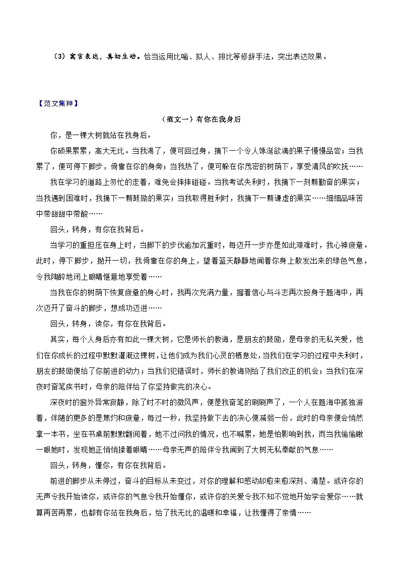 押题08  有你在我身后-备战中考语文考场作文押题预测+范文引领第2页