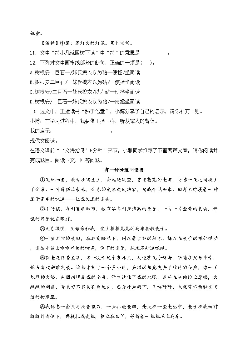 吉林省白山市2024年中考一模语文试卷(含答案)03