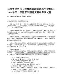 云南省昆明市石林彝族自治县民族中学2023-2024学年七年级下学期语文期中考试试题