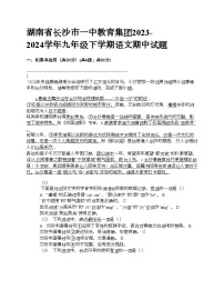 湖南省长沙市一中教育集团2023-2024学年九年级下学期语文期中试题