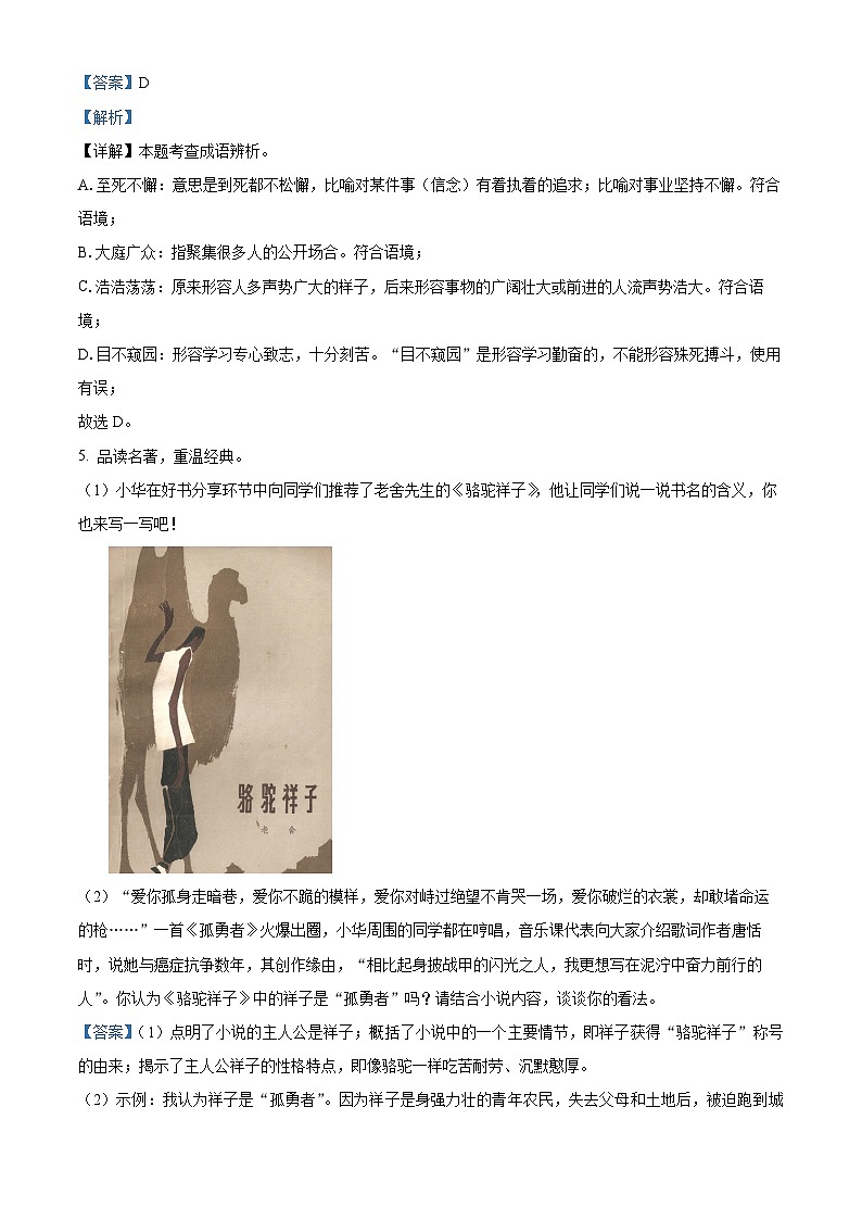 山东省临沂市罗庄区2023-2024学年七年级下学期期中语文试题（原卷版+解析版）03