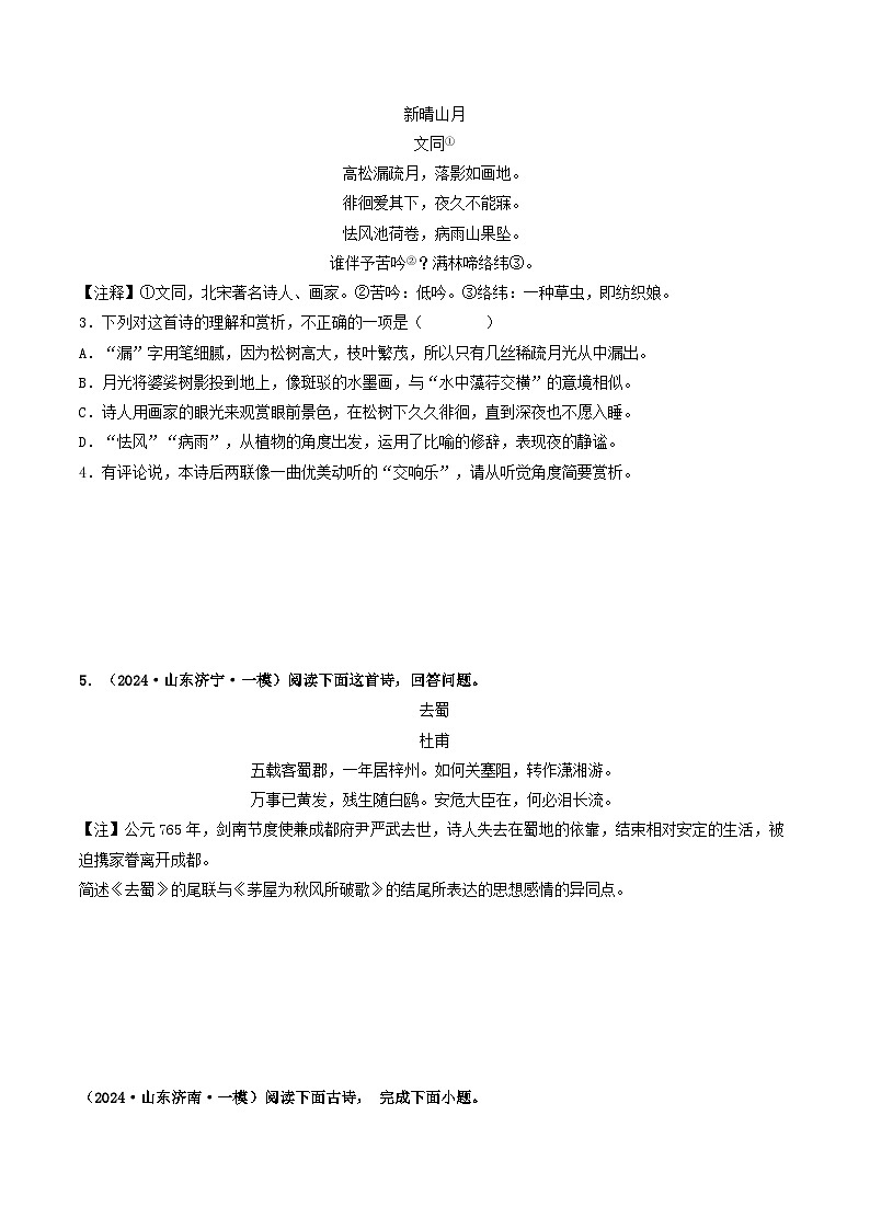 专题05  诗歌阅读-2024年中考语文一模真题分类汇编（山东专用）02