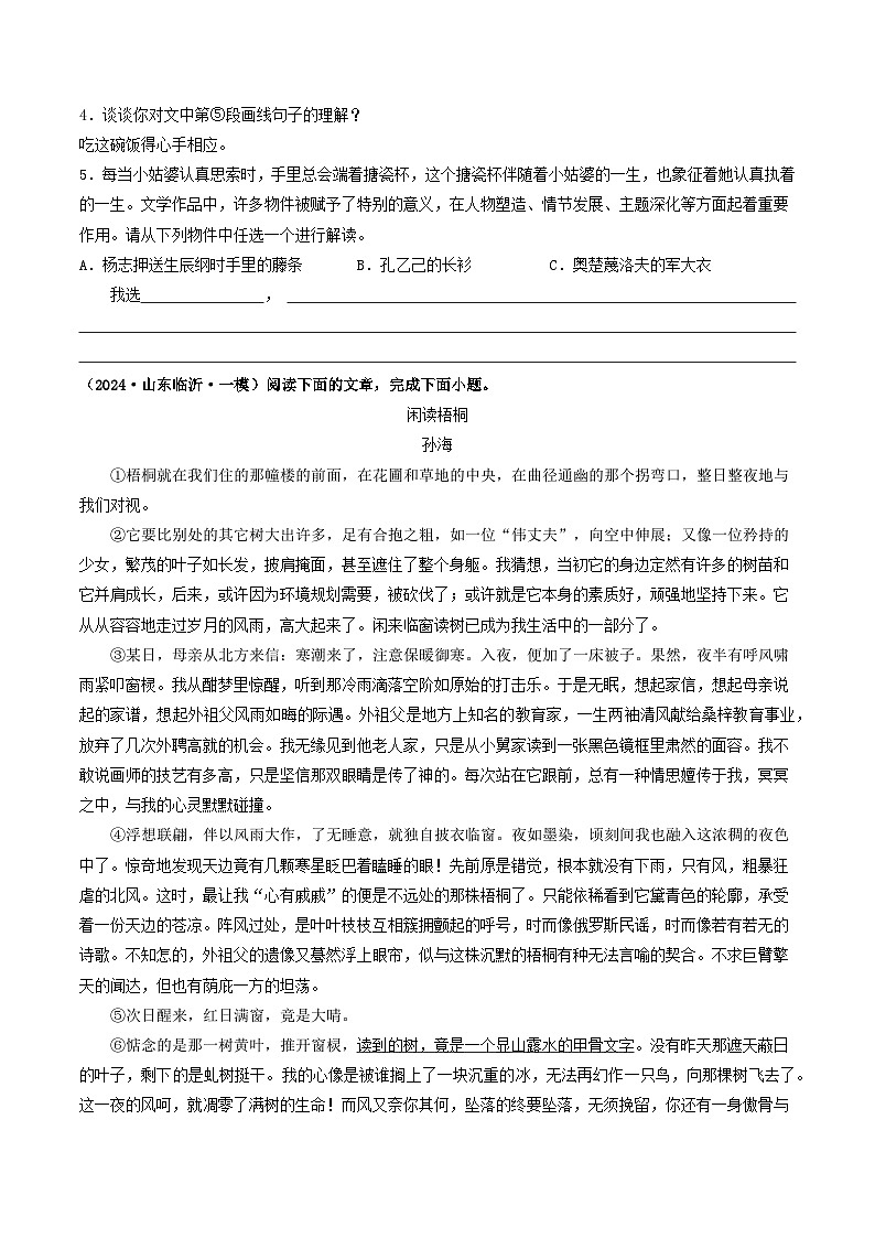 专题09    散文阅读（一）（原卷版）第3页