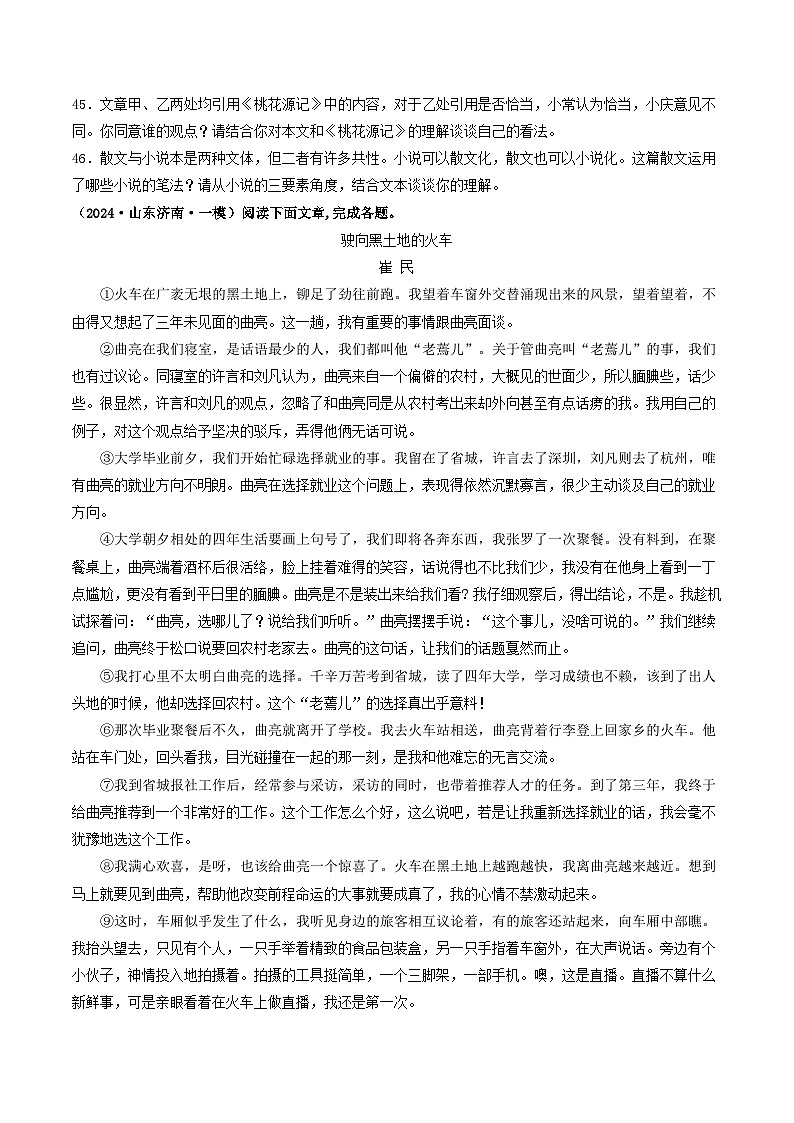 专题10    散文阅读（二）（原卷版）第3页