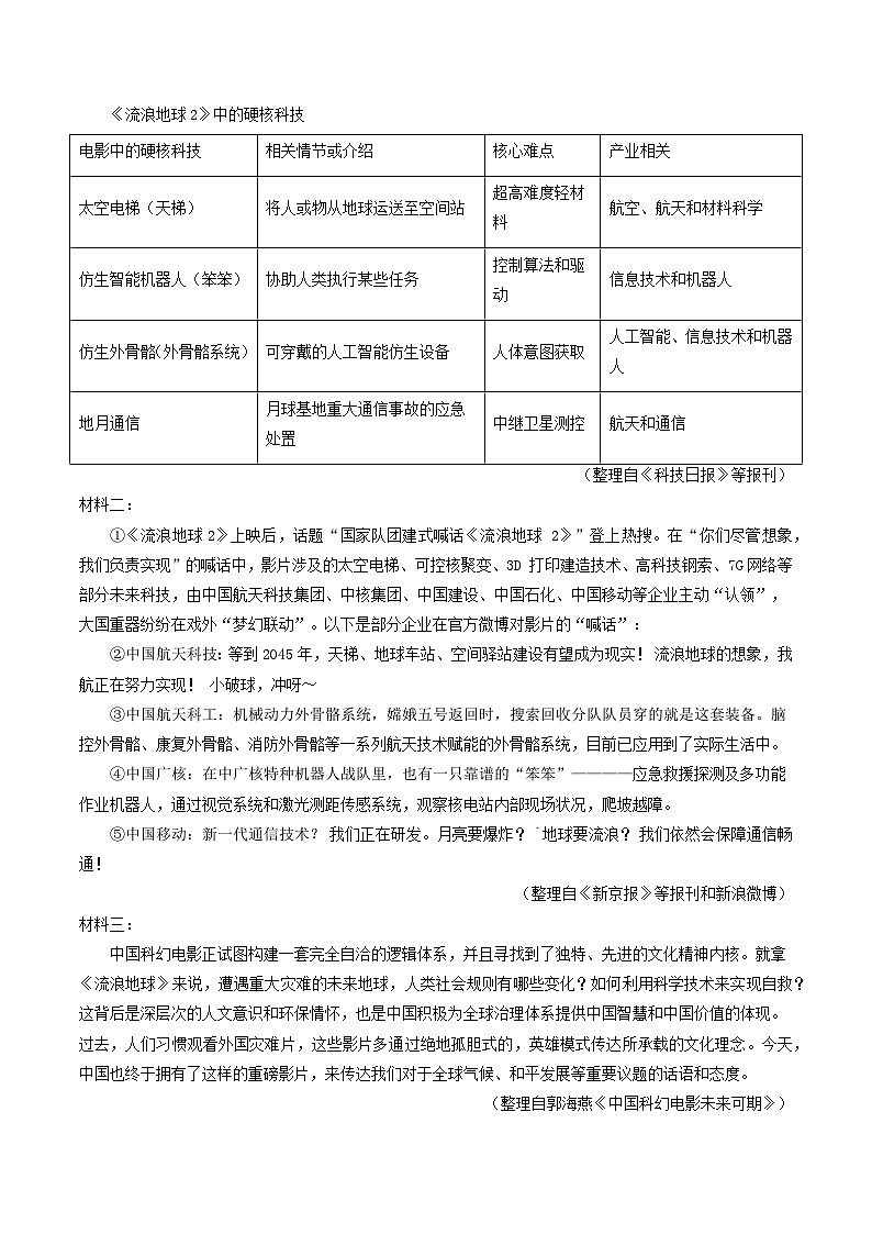 专题12  非连续性文本阅读（二）-2024年中考语文一模真题分类汇编（山东专用）02