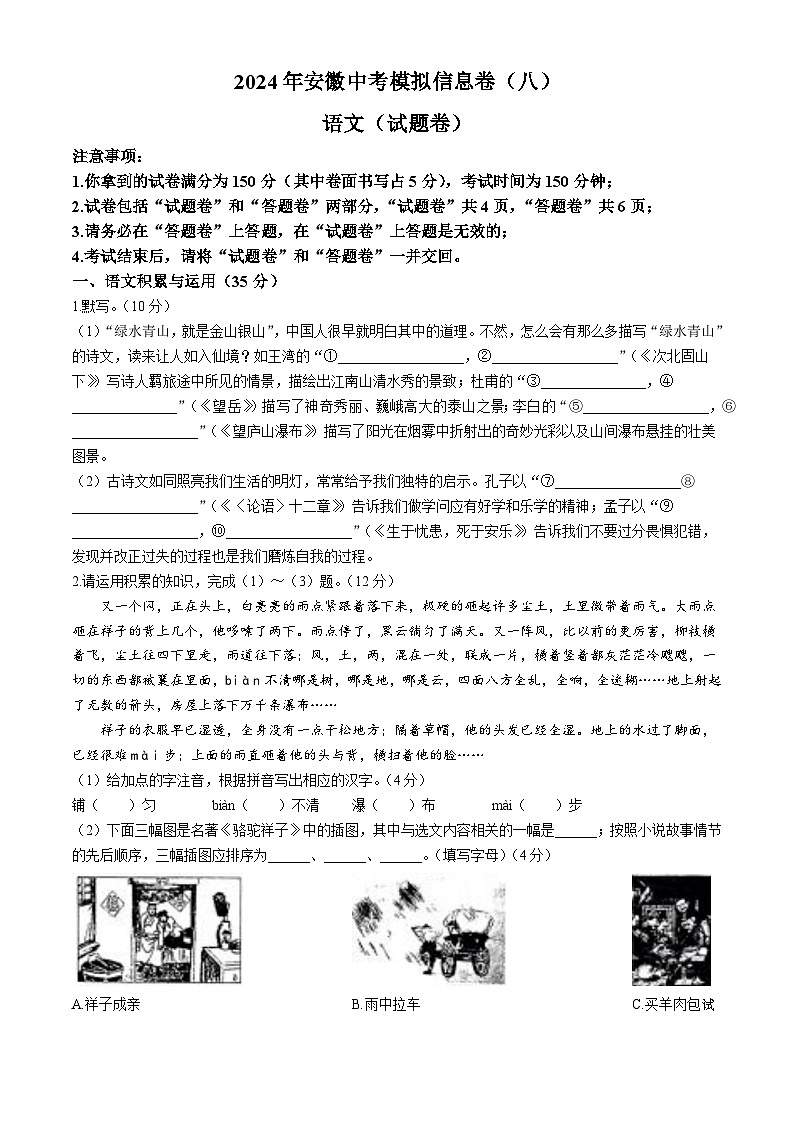 05，2024年安徽省阜阳市中考二模语文试题01