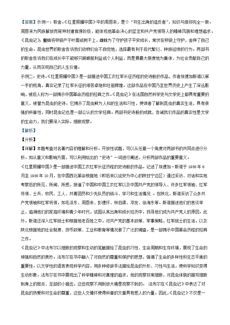 2024年陕西省镇安县中考一模语文试题（解析版）第3页