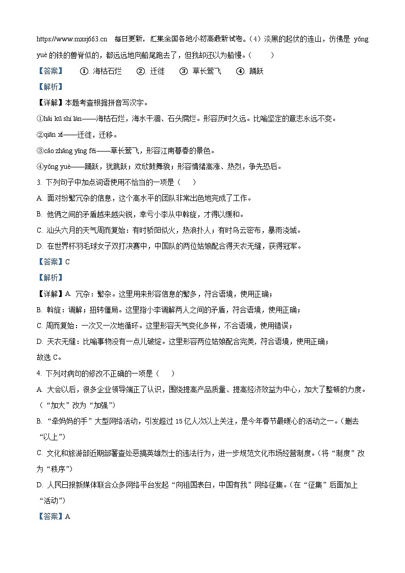 04，广东省中山一中教育集团2023-2024学年八年级下学期期中语文试题第3页