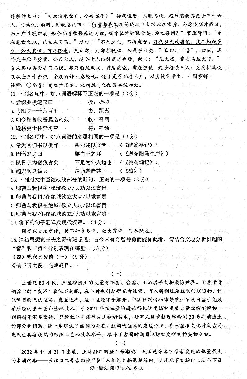 山东省青岛市西海岸新区中考二模语文试题第3页
