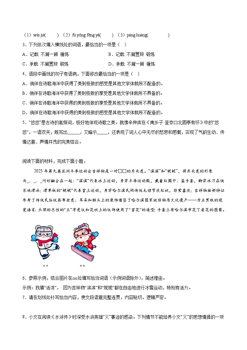 2024年广东省佛山市南海区三水区中考二模语文试题（含解析）02
