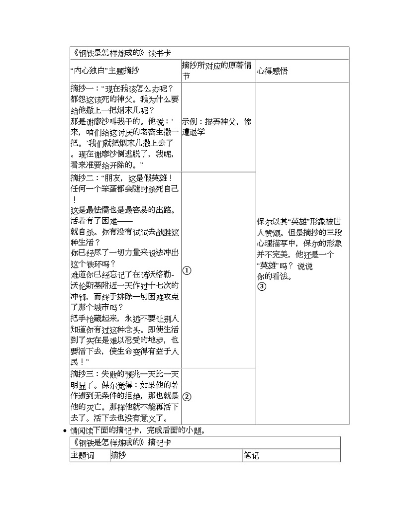 2024年初中语文中考备考三轮冲刺整书阅读试题汇编：《钢铁是怎样炼成的》第3页