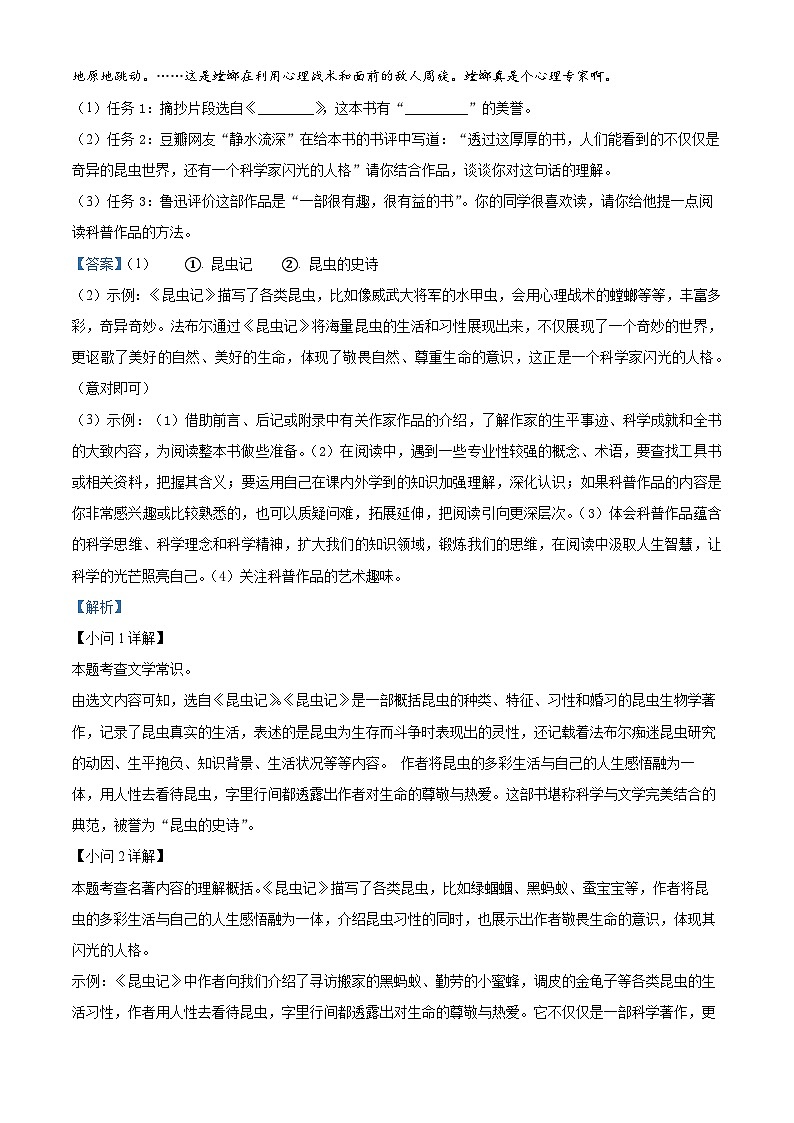 2024年宁夏回族自治区固原市西吉县中考一模语文试题（原卷版+解析版）02