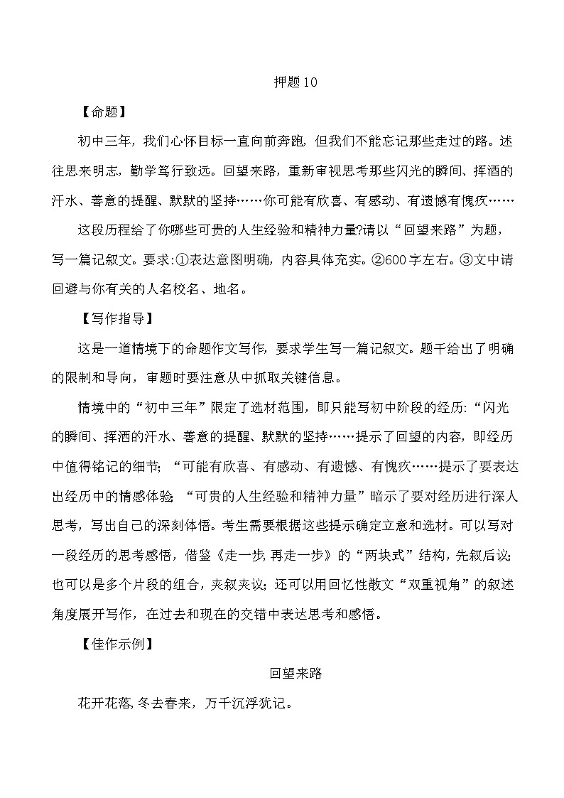 2024中考作文终极押题+写作指导+范本必背1001