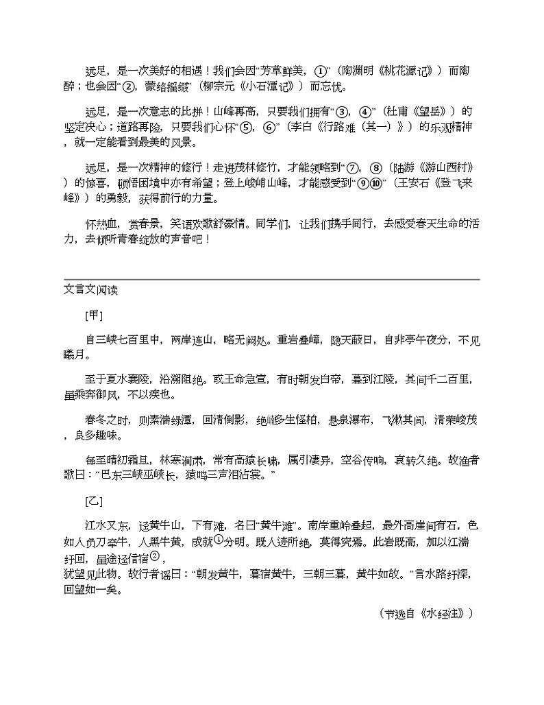 重庆市忠县后乡片区十校联考2024年中考语文一模试卷03
