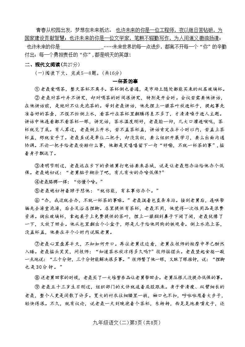 2024年河南省南阳市中考二模语文试题03