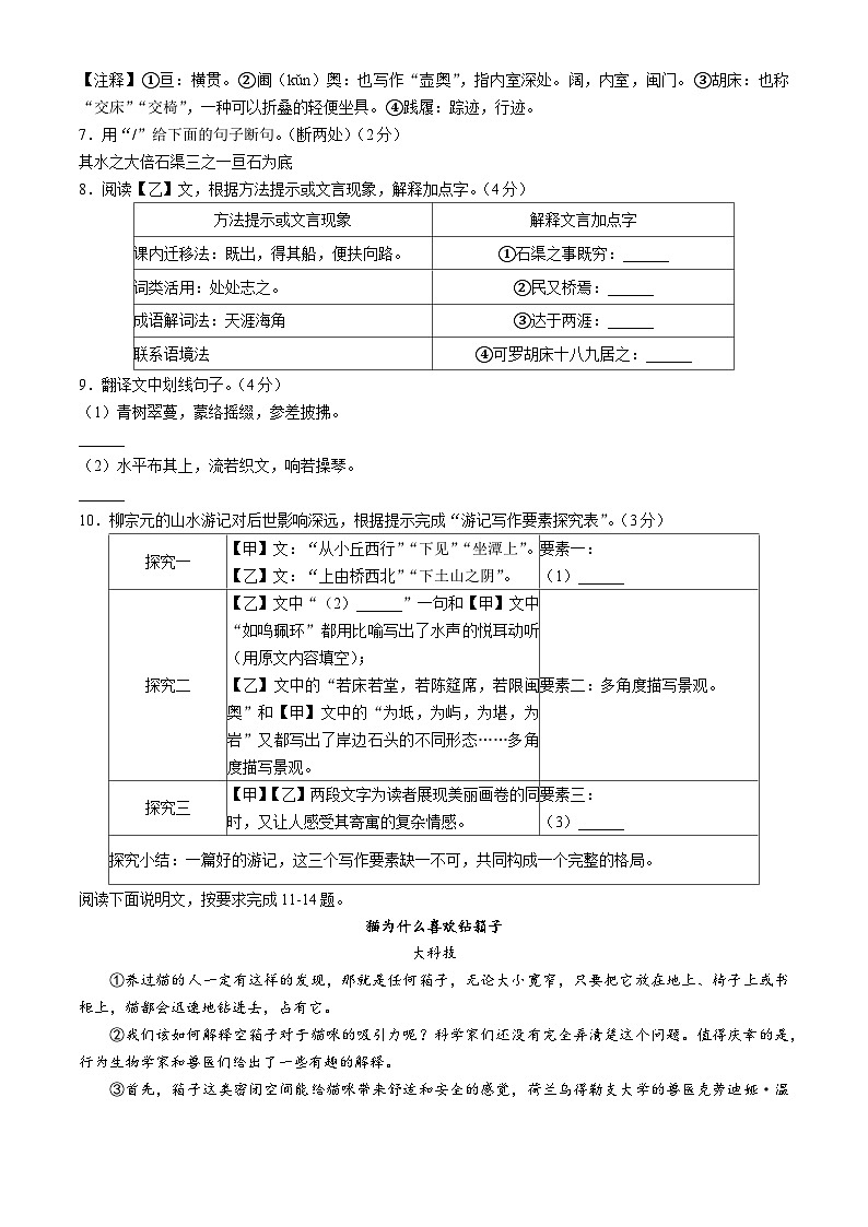 06，山西省实验中学2023-2024学年八年级下学期期中语文试题第3页