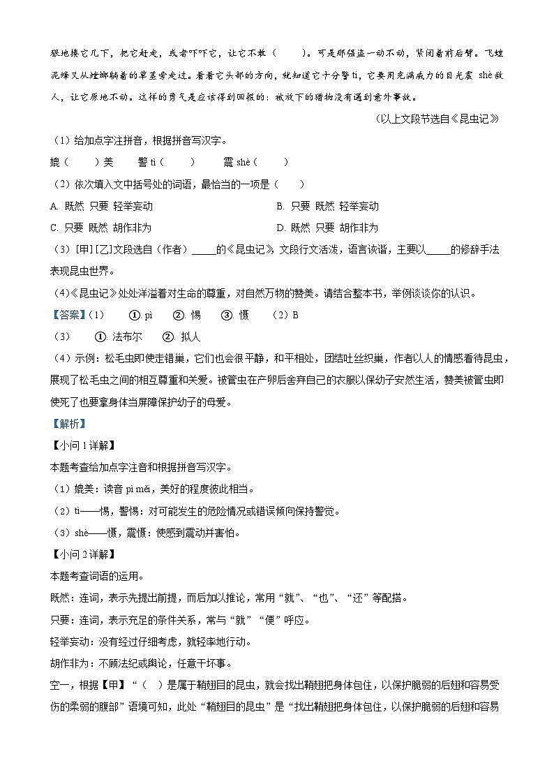 2024年安徽省合肥市包河区中考二模语文试题（原卷版+解析版）02
