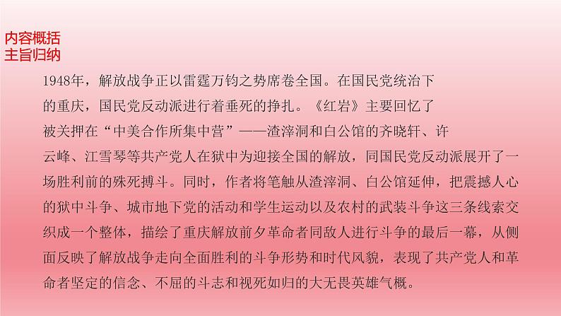 2024年中考语文复习名著阅读专题★★《红岩》快速阅读 课件第2页