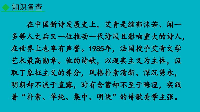 2024年中考语文复习专题 名著导读 《艾青诗选》如何读诗  课件第3页